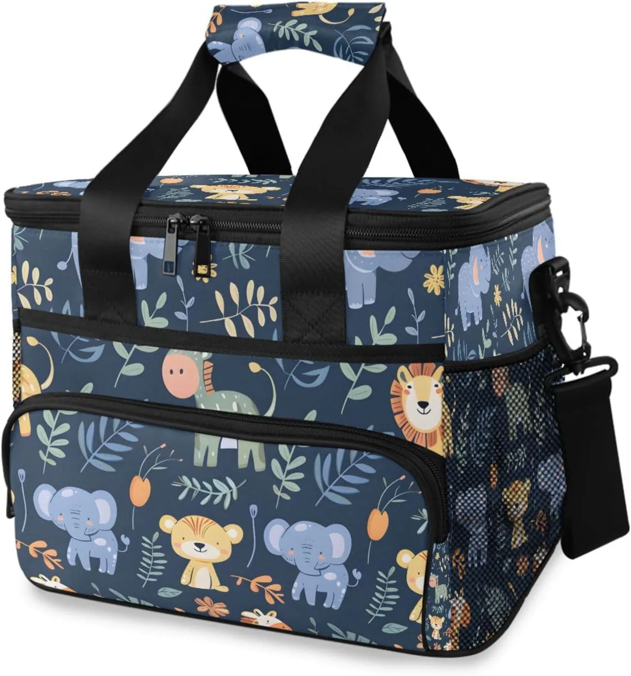Animals Dark Blue Color Cooler Bag Insulated Cooler Soft Sided Cooler 24 Can Portable Picnic Bag Large Leakproof Lunch Bag Box for Beach Grocery Camping Travel Car Men Women