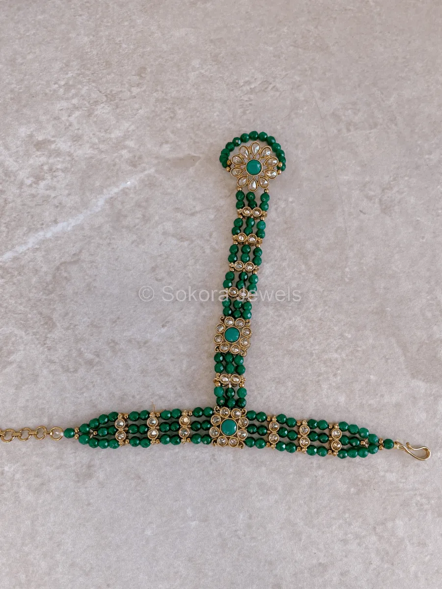 Antique Gold and Green Hand Harness