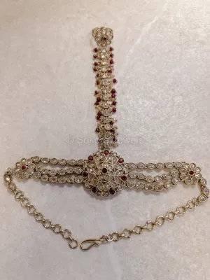 Antique Gold Hand Harness - Maroon