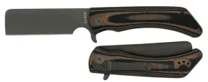 AOS  Mark 98-R Liner Lock Flipper Folding Knife Black/Brown G-10 Cleaver KA-BAR 3067