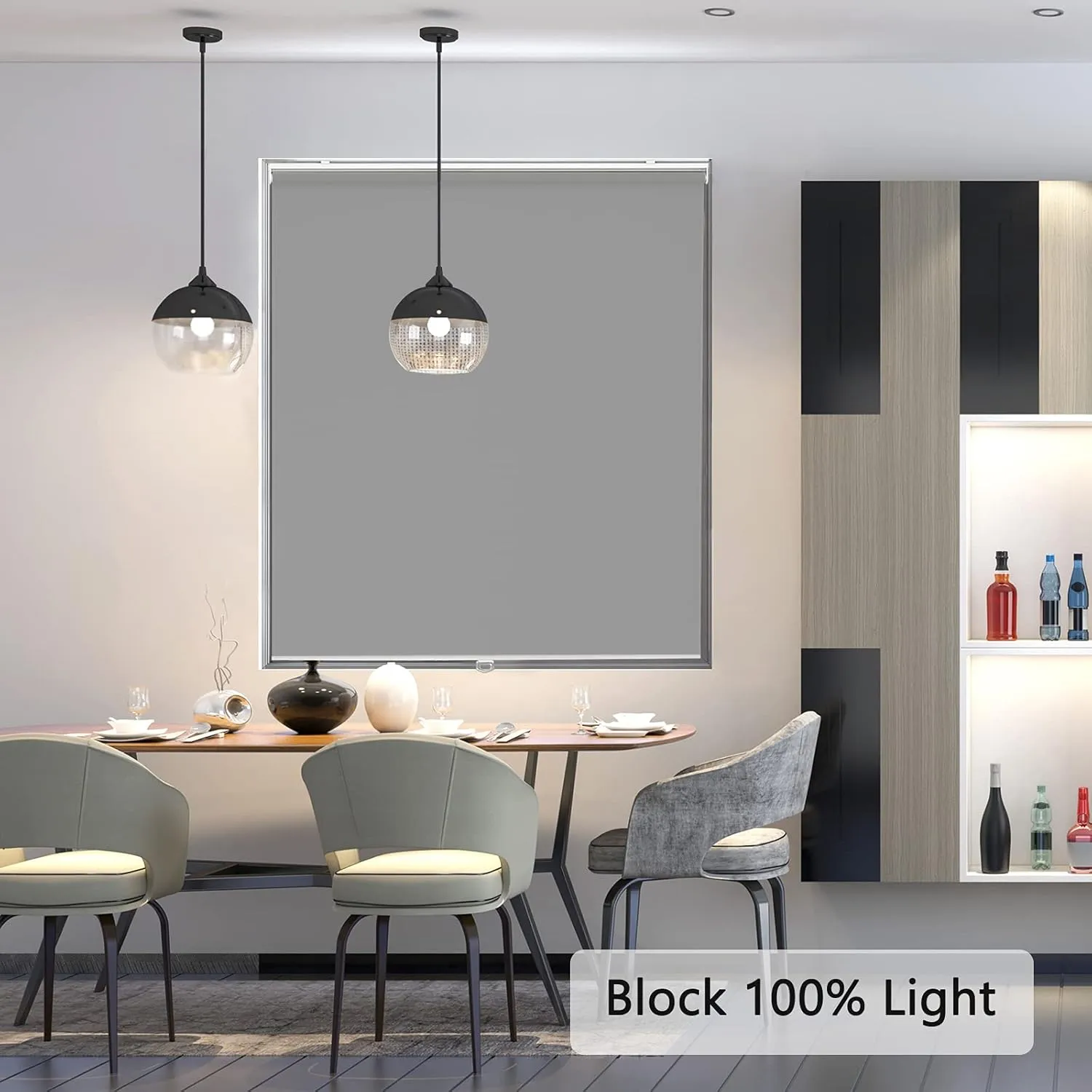 AOSKY Roller Window Shades Blackout Blinds for Windows Cordless Bedroom Shade Room Darkening Shades Door Blinds with Thermal Insulated Easy to Install for Home，Office，Bathroom W35xL72 Grey