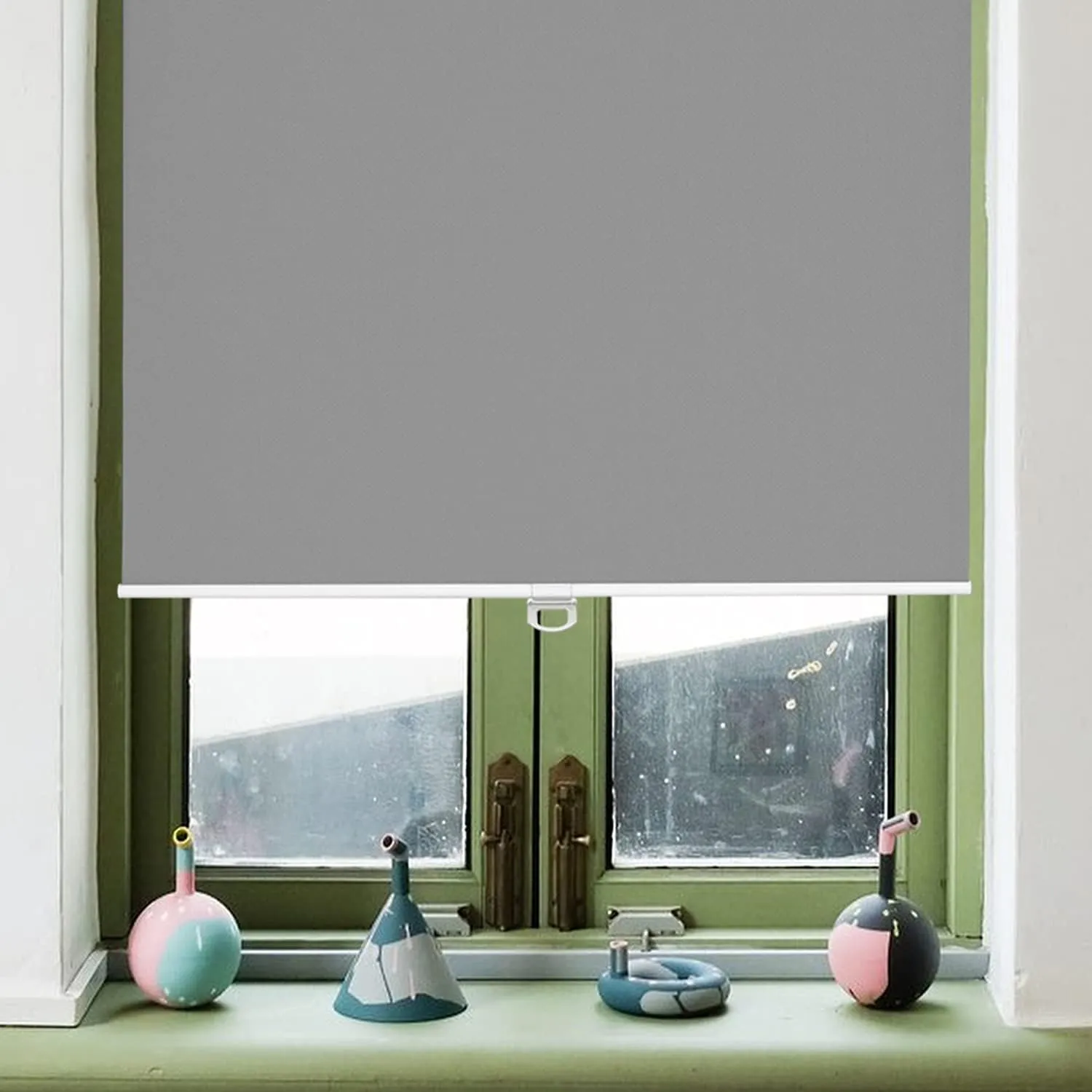 AOSKY Roller Window Shades Blackout Blinds for Windows Cordless Bedroom Shade Room Darkening Shades Door Blinds with Thermal Insulated Easy to Install for Home，Office，Bathroom W35xL72 Grey