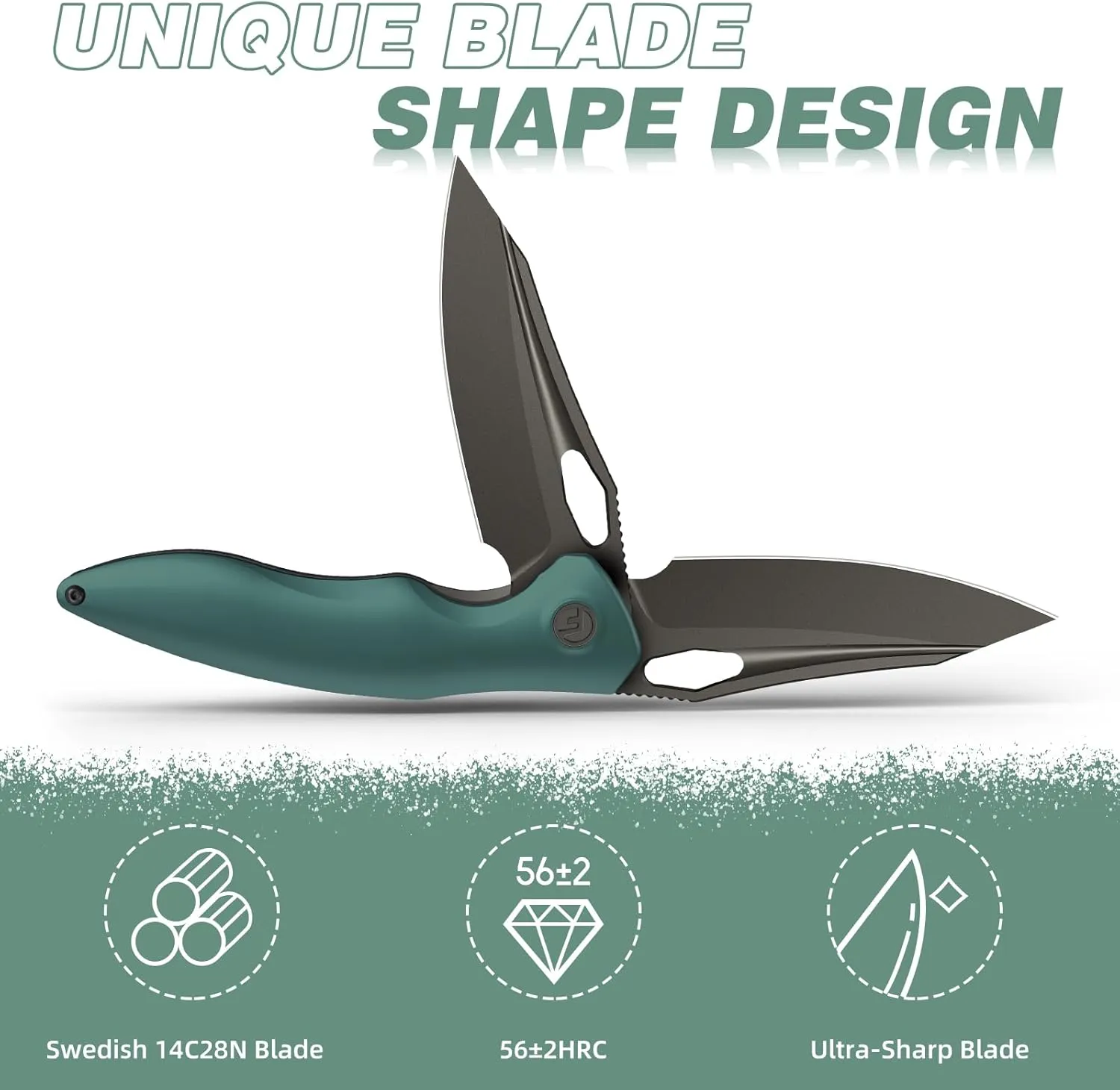Apollo Pocket Knife, 3.3" 14C28N Blade Aluminum Alloy Handle Folding Knife with Liner Lock, EDC Knife with Pocket Clip for Camping, Survival, Hunting, Unique Gift for Men Women