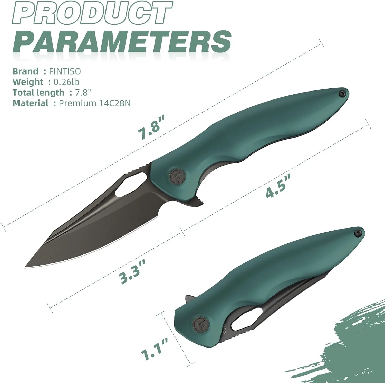 Apollo Pocket Knife, 3.3" 14C28N Blade Aluminum Alloy Handle Folding Knife with Liner Lock, EDC Knife with Pocket Clip for Camping, Survival, Hunting, Unique Gift for Men Women