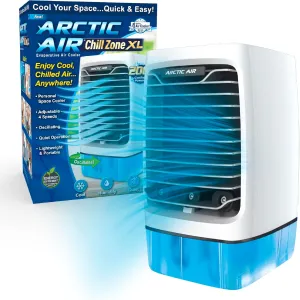 Arctic Air Chill Zone XL Evaporative Cooler with Oscillating Fan, Auto-Off Timer, Portable Fan with 4 Adjustable Speeds, 16-Hour Cooling Fan for Bedroom, Living Room, Office & More,White
