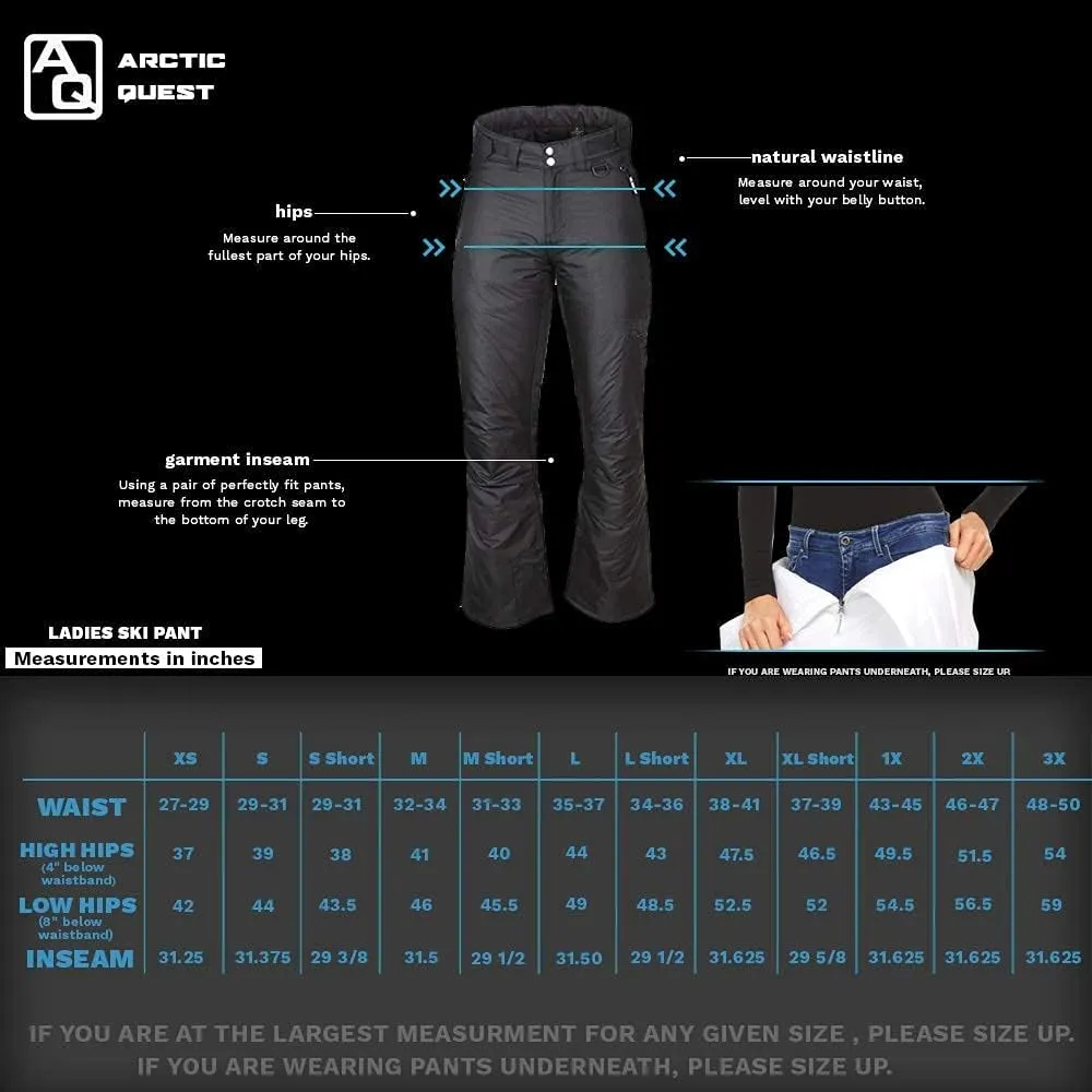 Arctic Quest womens Snow Ski Pants Water Resistant Softshell Insulated Flare for Snowboarding Hiking Winter Outdoor Pants