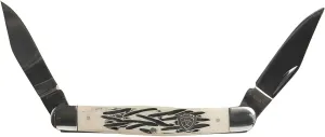 ARIAT Large 2 Smooth Blade 4" Burnished Natural Bone Handle Muskrat Folding Knife