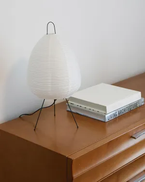ARIS Noguchi Style Rice Paper Lamp • Akari Lantern Table Lamp • Minimalist Japandi Lamp for Living Room, Bedside Table, Bedroom, Office, White, DET-S273