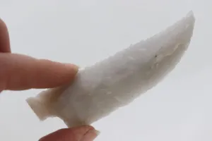Arkansas Novaculite Curved Fantasy Knife Blade Handmade Using Flint Knapping Pressure Flake Techniques Great DIY Fantasy Blade/Point Cosplay;Reiki Energy/Wiccan Wand Cuts Ties/Negative Energy