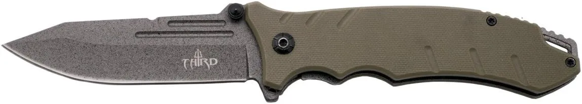 Assisted Folding Knife K2778TN, Camel G10 Handle, 7Cr17MoV Stainless Steel Blade Titanium Plated Gun Grey 9.5 cm Sheath.