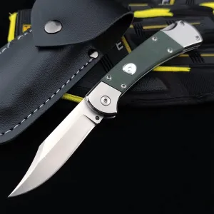 Assisted Opening Push Button Lock Knife, Back Lock Folding Pocket Knife, 440C Stainless Steel and G10 Handle, Camping EDC Knife for Indoor Outdoor. (green)