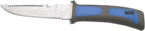 Assisted Rescue Fixed Blade Knife K2776RDS, Black Aluminium Handle with red Detail, Blade Shape Both Stainless Steel Black cm with Saw. with Safety Belt Cutter and Glass Breaker tip Sheath.