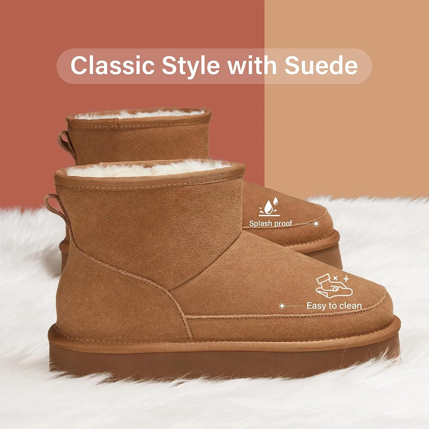 ATHMILE Boots for Women Suede Platform Boot Winter Ankle Snow Womens Boots Classic Ultra Mini Comfortable Outdoor