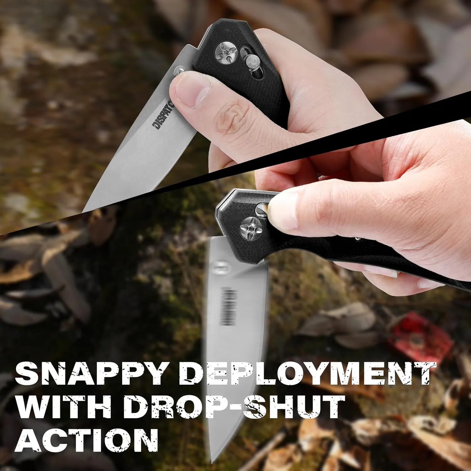 Axis Lock Folding Pocket Knife with Clip, 3.35" 8Cr13MoV Steel Drop Point Blade and G10 Handle, Crossbar Lock Knives for Men Women Camping Hiking Survival Pocketknife