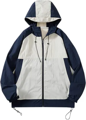 Aymnlox Oversize Hoodie for Men Fashion Color Block Long Sleeve Hooded pullover Drawstring Loose Fit Lightweight Sweatshirts
