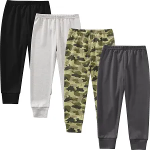 Baby and Toddler Boys Cotton Pants, 4-Pack Joggers, 2-6 Years