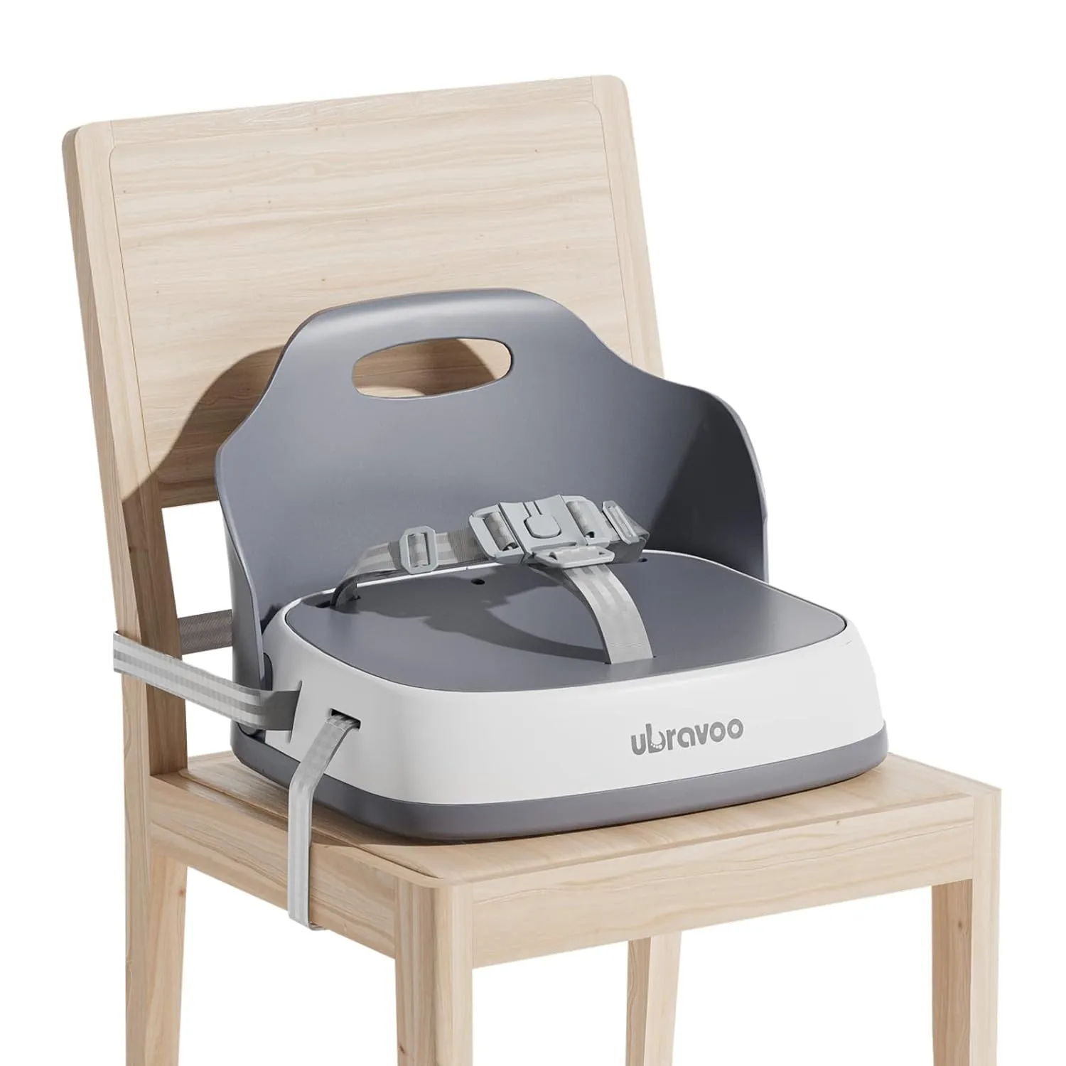 Baby Booster Seats, Toddler Booster Seat for Dining Table with Adjustable Straps, Portable Compact Portable Baby Chair for Dining and Travel (Grey)
