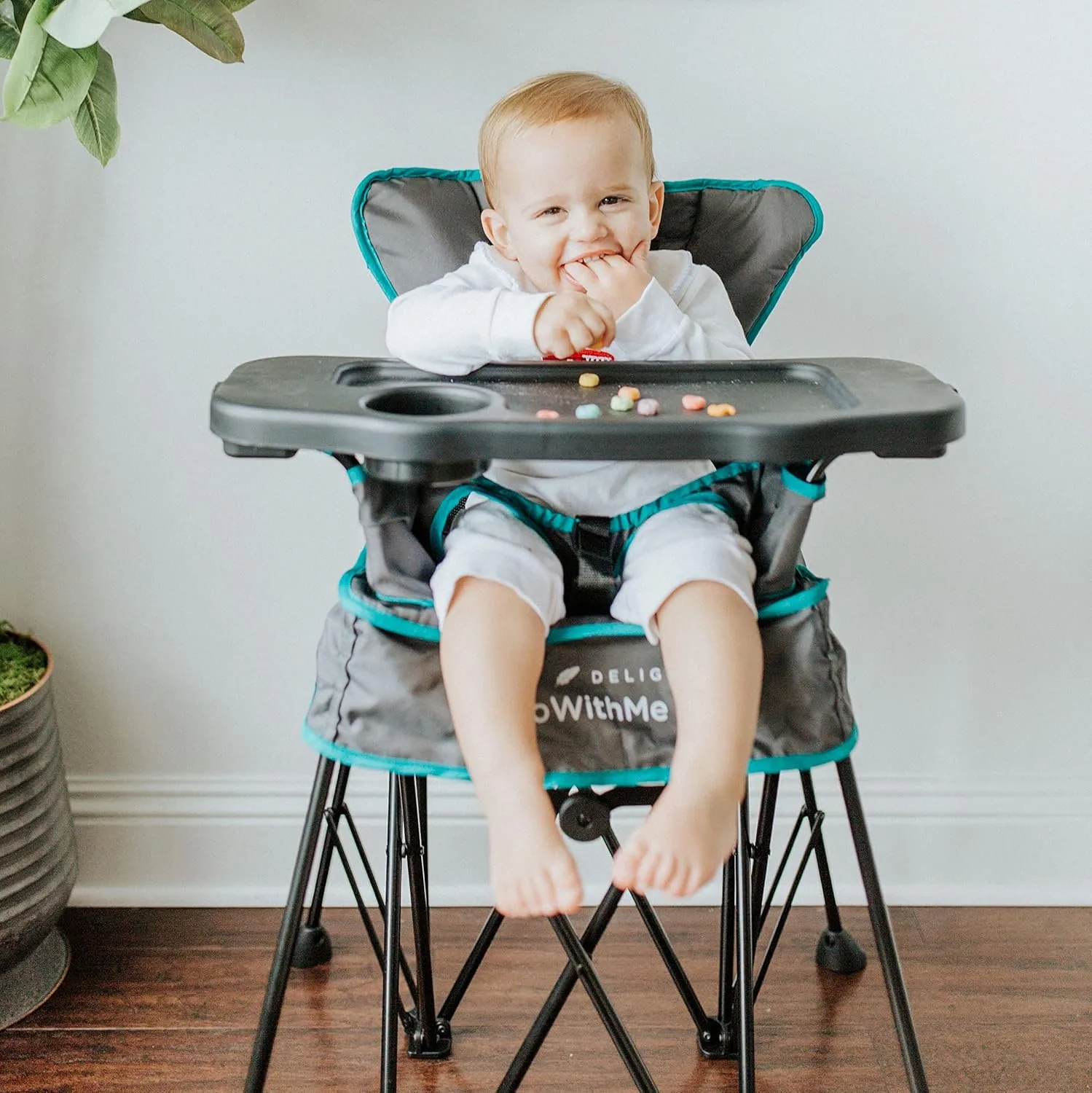 Baby Delight Go with Me Uplift Deluxe Portable High Chair, Indoor and Outdoor,Slate Grey