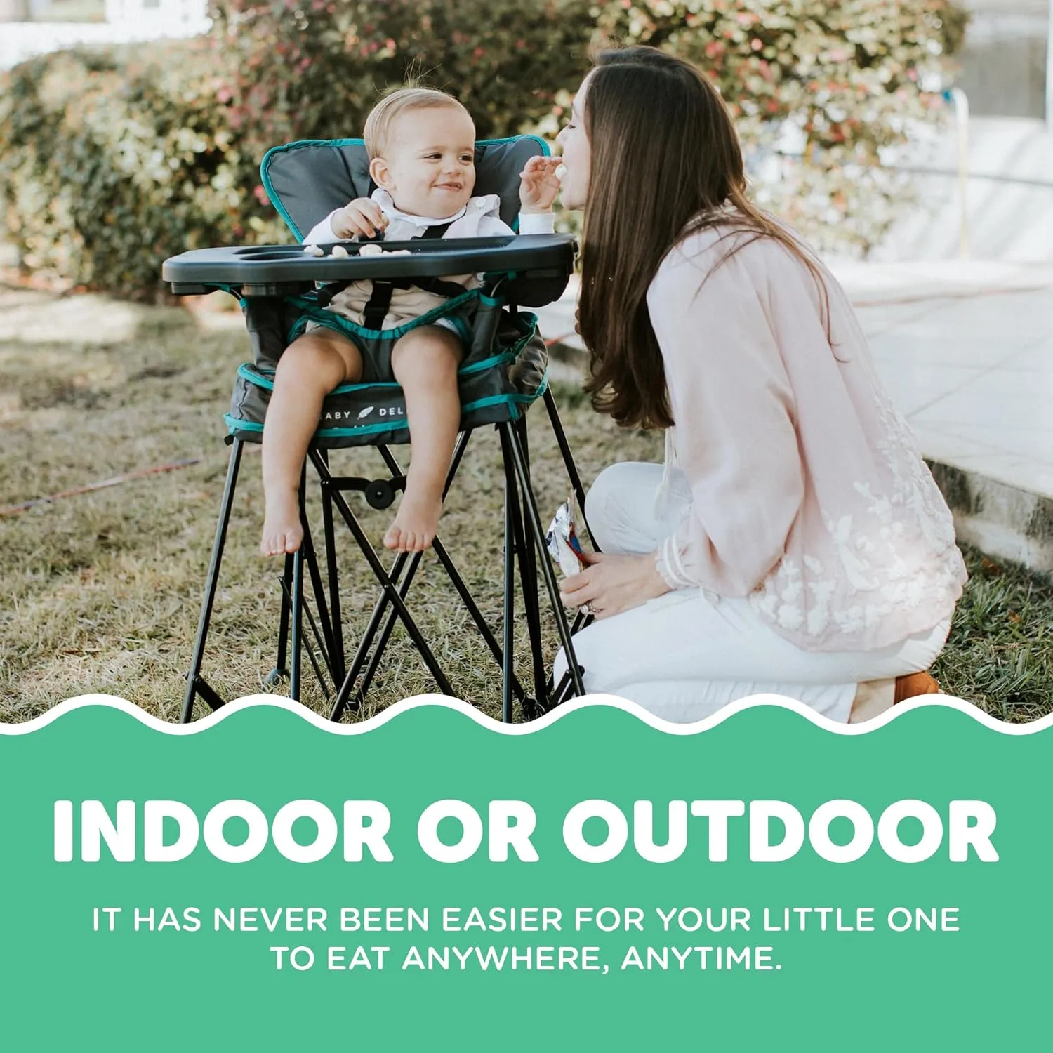 Baby Delight Go with Me Uplift Deluxe Portable High Chair, Indoor and Outdoor,Slate Grey