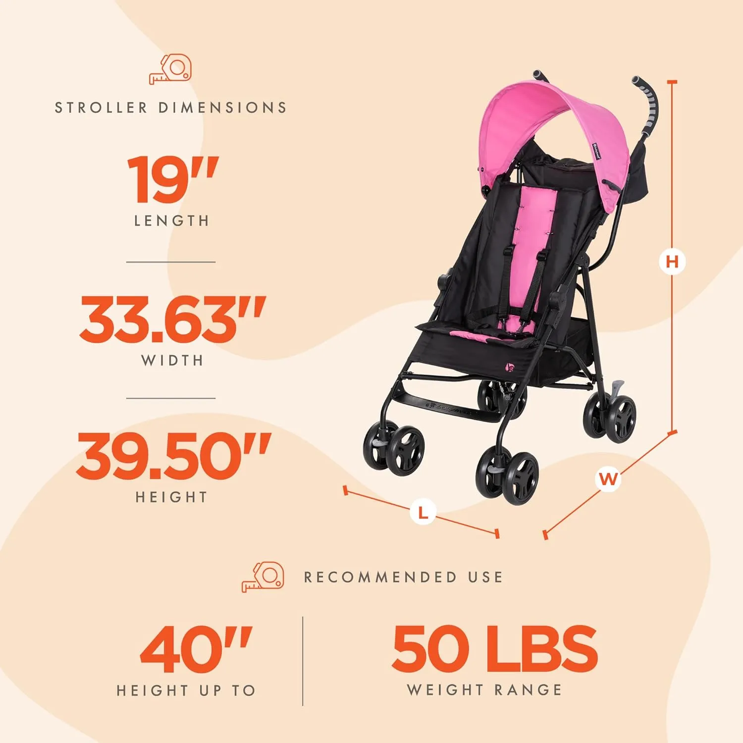 Baby Trend Rocket PLUS Lightweight Stroller,Petal