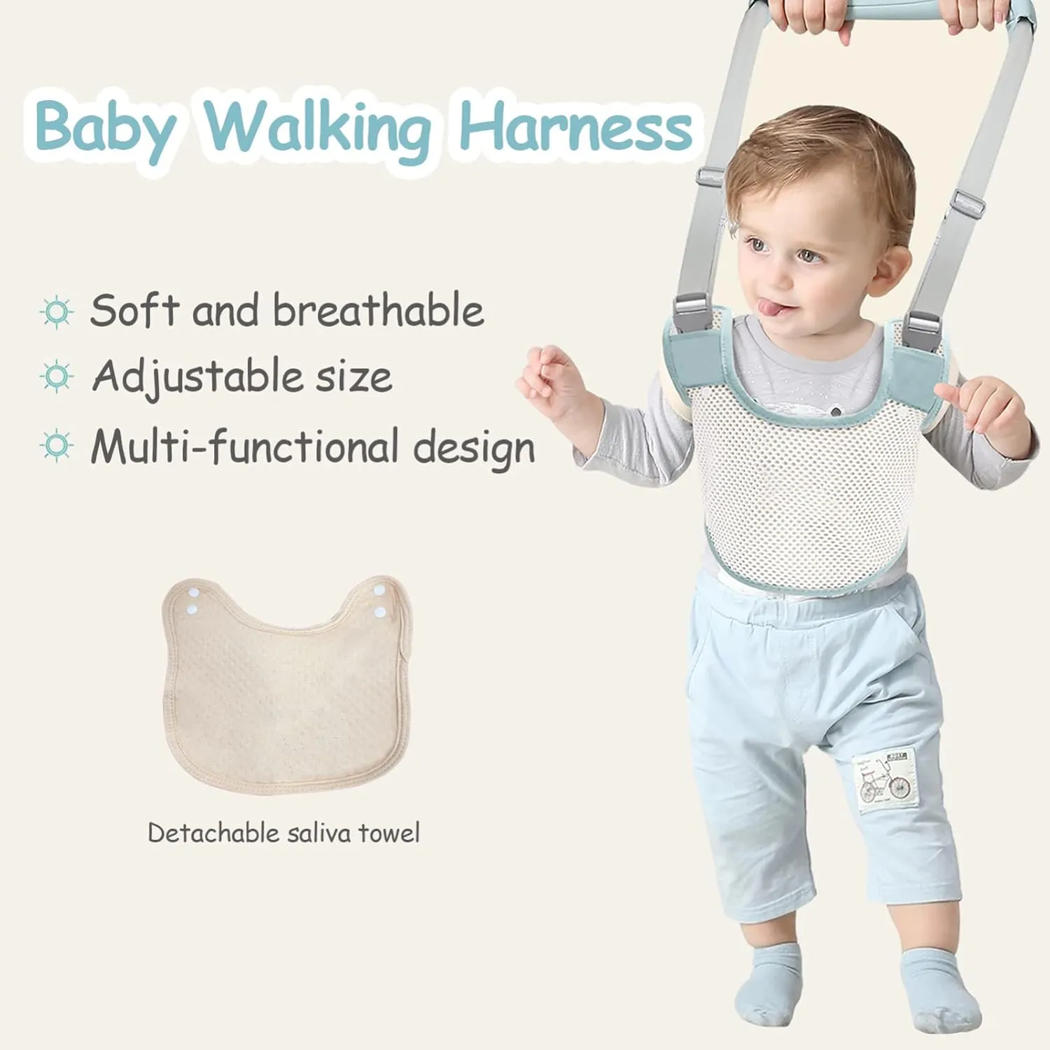 Baby Walker Breathable Baby Walking Harness Handheld Kids Walker Helper Toddler Infant Walker Harness Assistant Belt Pulling and Lifting Dual Use Walking Assistant Strap (Green 1)