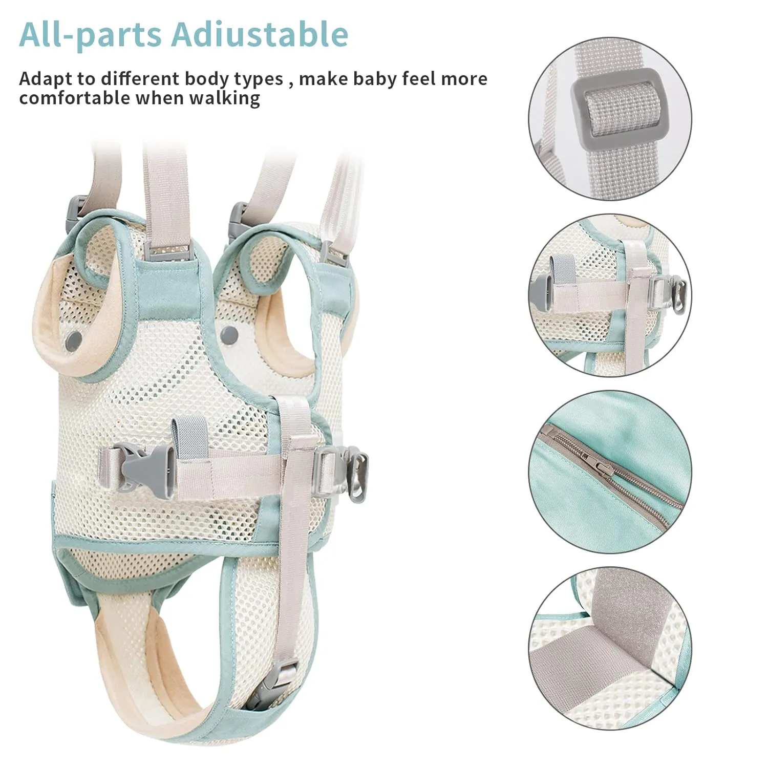 Baby Walker Breathable Baby Walking Harness Handheld Kids Walker Helper Toddler Infant Walker Harness Assistant Belt Pulling and Lifting Dual Use Walking Assistant Strap (Green 1)