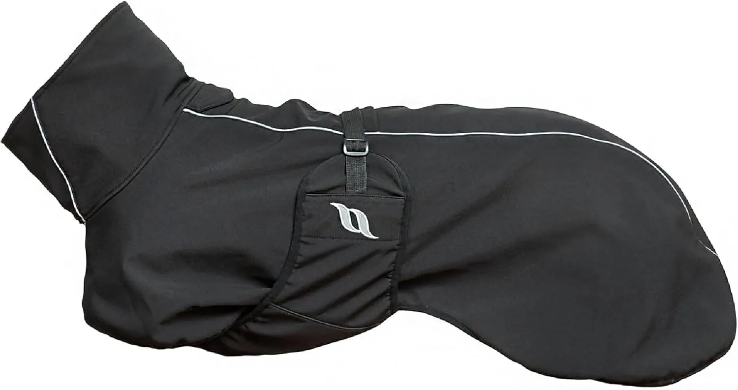 Back on Track Nella Therapeutic Low Tail Set Dog Coat with Reflective Details and Patterns - Ultimate Comfort & Protection for Active Dogs, Black, 55cm