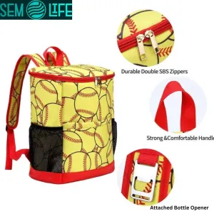 Backpack Cooler Insulated Leakproof, Softball Cooler, Soft Lightweight Portable Large Capacity, Side Pockets; Great for Softball Games, Tailgating, Camping, Hiking, Lake, Picnic, Tournaments, Gifts