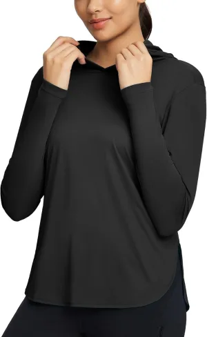 baleaf Women's UPF 50  Sun Protection Hoodie Shirt Long Sleeve SPF UV Shirt Hiking Fishing Outdoor Lightweight Black XXL