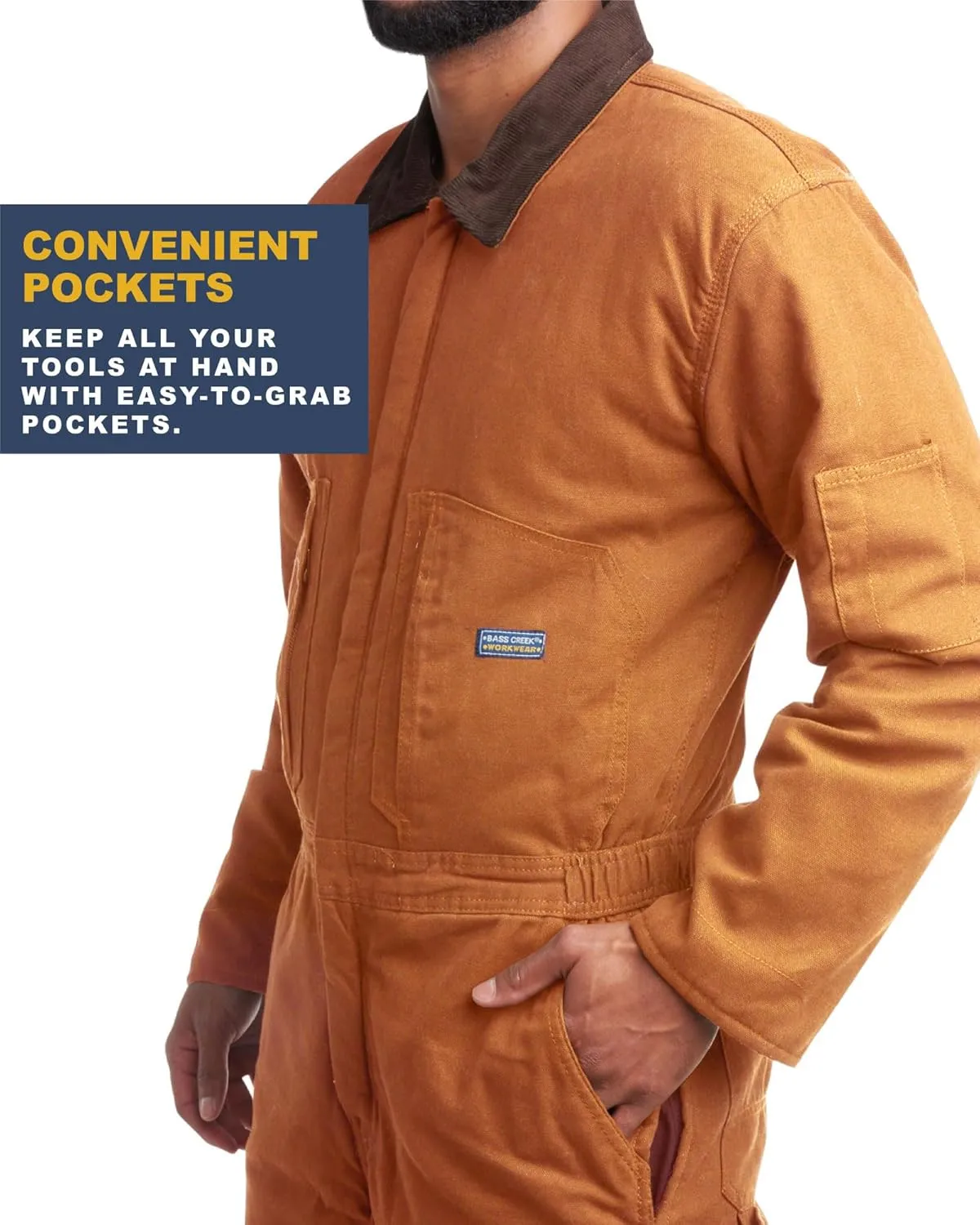 Bass Creek Outfitters Mens Coveralls - Insulated Water-Resistant Long Sleeve Work Wear Jump Suit, Coveralls for Men (M-XXL)