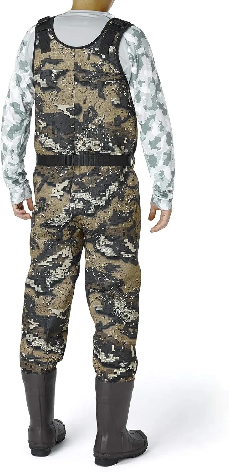 BASSDASH Bare Camo Neoprene Chest Fishing Hunting Waders for Men with 600 Grams Insulated Rubber Bootfoot