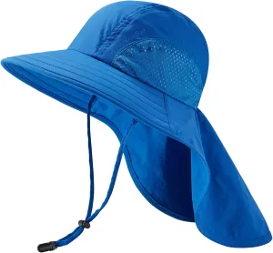 BASSDASH Kids UPF 50  Wide Brim Sun Hat with Neck Flap Lightweight Cooling Performance Toddler Girls Boys Outdoor Play Hats