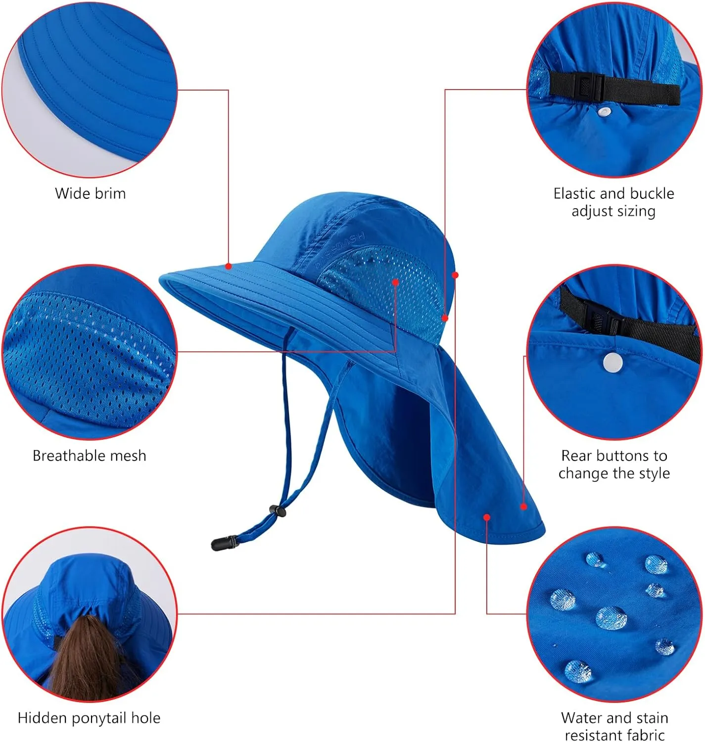 BASSDASH Kids UPF 50  Wide Brim Sun Hat with Neck Flap Lightweight Cooling Performance Toddler Girls Boys Outdoor Play Hats