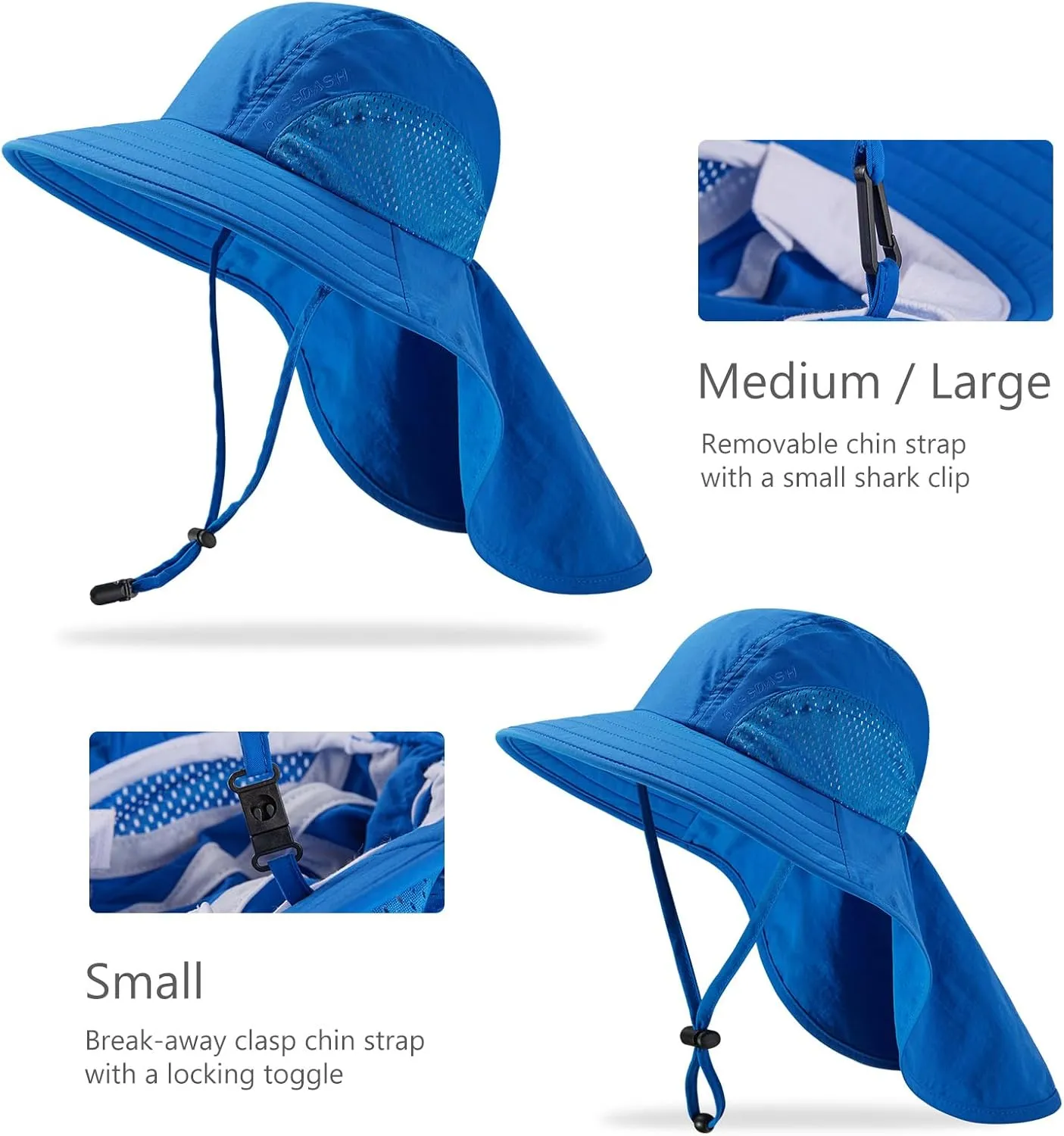 BASSDASH Kids UPF 50  Wide Brim Sun Hat with Neck Flap Lightweight Cooling Performance Toddler Girls Boys Outdoor Play Hats