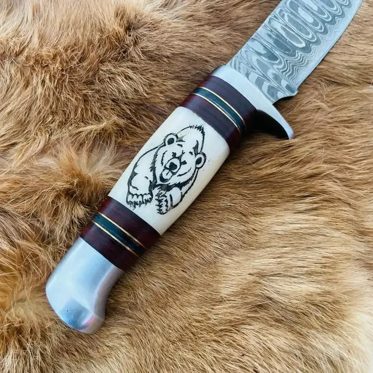 Bear Claw Damascus Utility Knife - Titan Int
