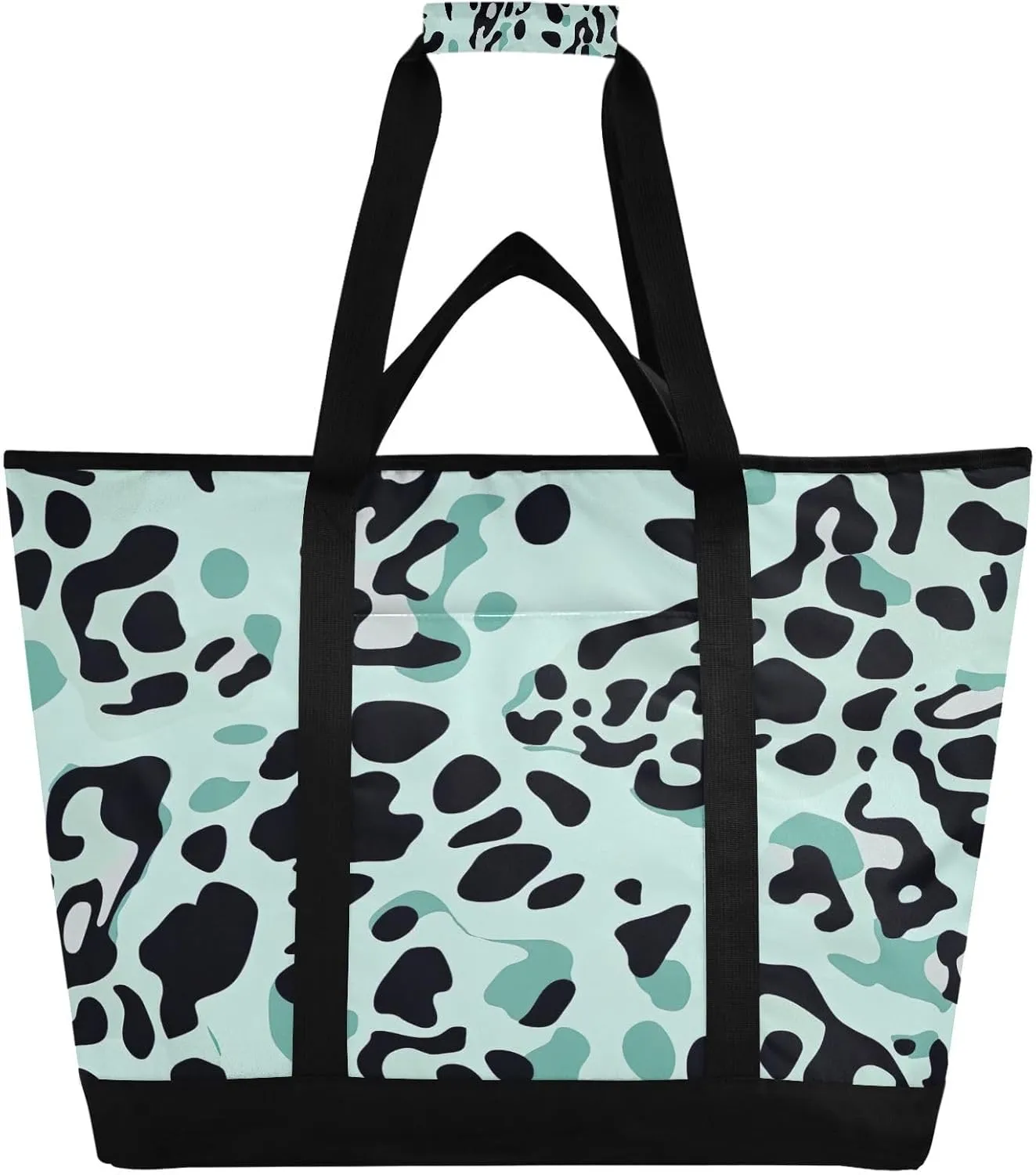Beautiful Leopard Print Reusable Insulated Lunchbox Cooler Bag, Leakproof Kitchen Grocery Bag Collapsible Portable Cooler Tote Bag for Picnic, Camping, Office, Travel