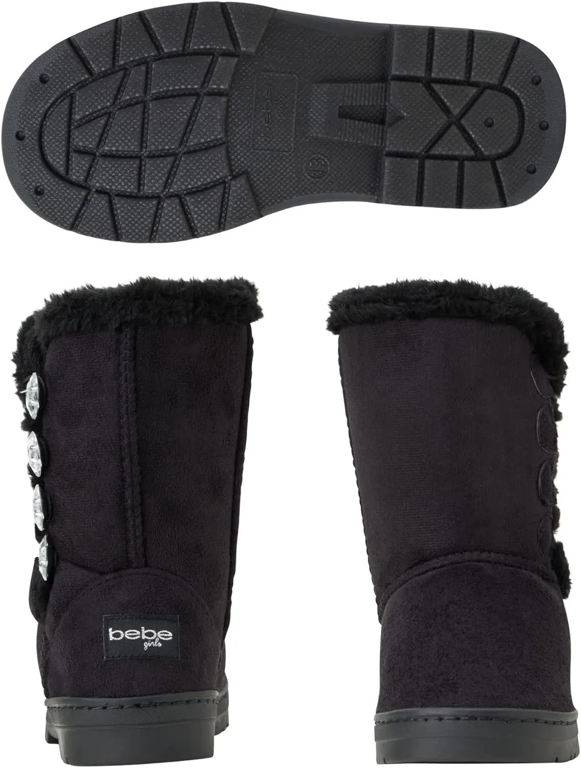 bebe Girl's Fur Lined Winter Boot with Rhinestone Details (Toddler/Little Girl/Big Girl)