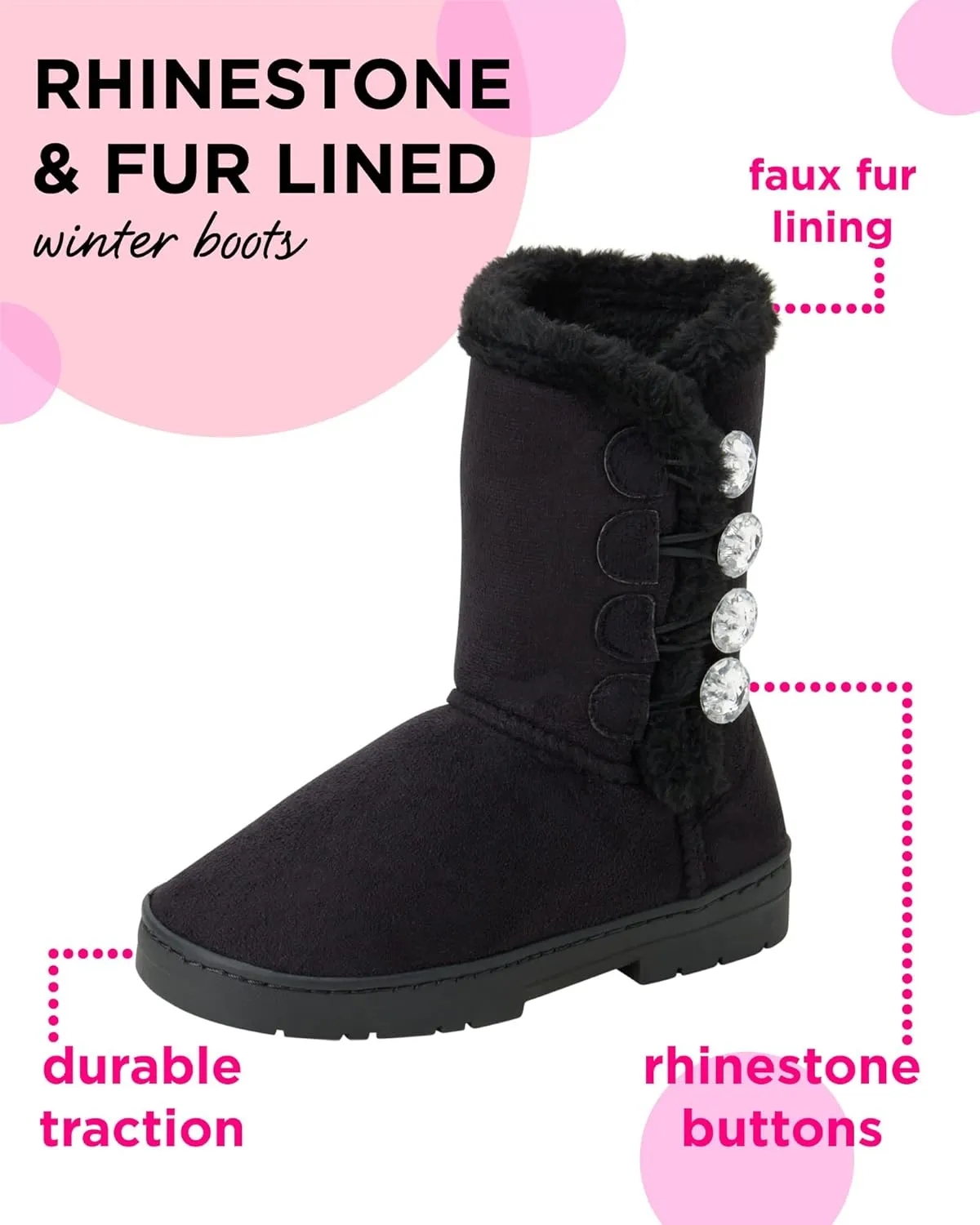 bebe Girl's Fur Lined Winter Boot with Rhinestone Details (Toddler/Little Girl/Big Girl)