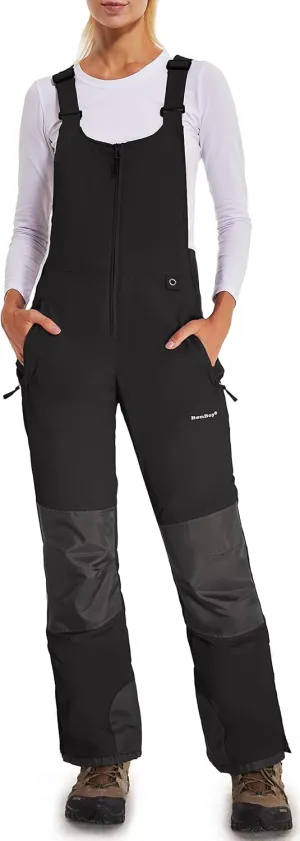 BenBoy Women's Snow Bibs Ski Waterproof Windproof Insulated Overalls Ripstop Snowboard Pants Winter