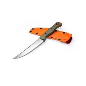 Benchmade 15500-3 Meatcrafter Plain Edge Fixed Blade Knife Green G-10 6.08"