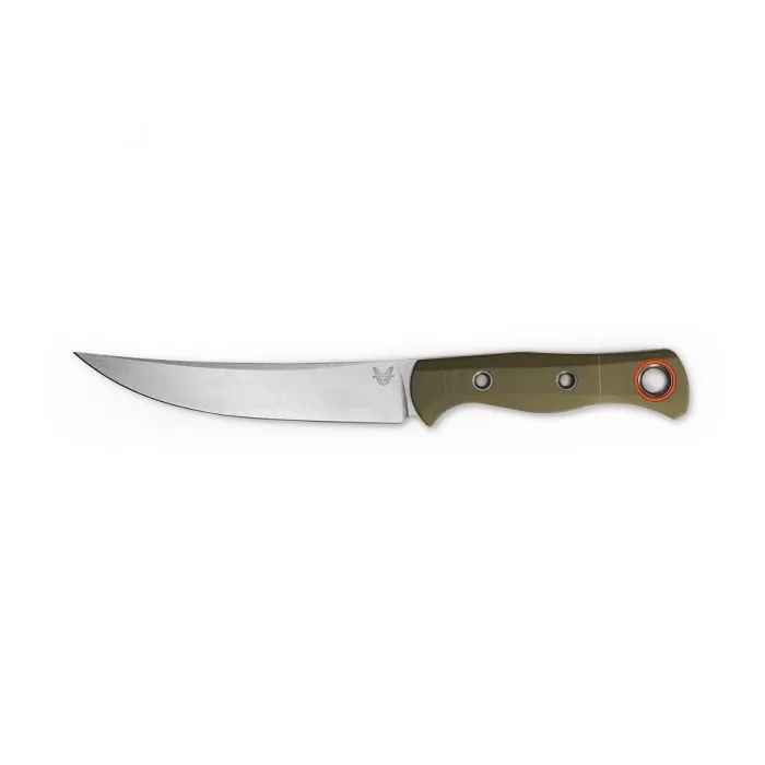 Benchmade 15500-3 Meatcrafter Plain Edge Fixed Blade Knife Green G-10 6.08"