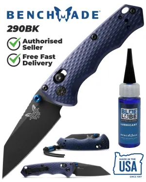 Benchmade 290BK Full Immunity Black CPM-M4 Crater Blue Handle 2.49'' Plain Edge Pocket Knife with Benchmade Blue Lube Lubricant for knives 37ml 1.25fl oz (Made in USA)