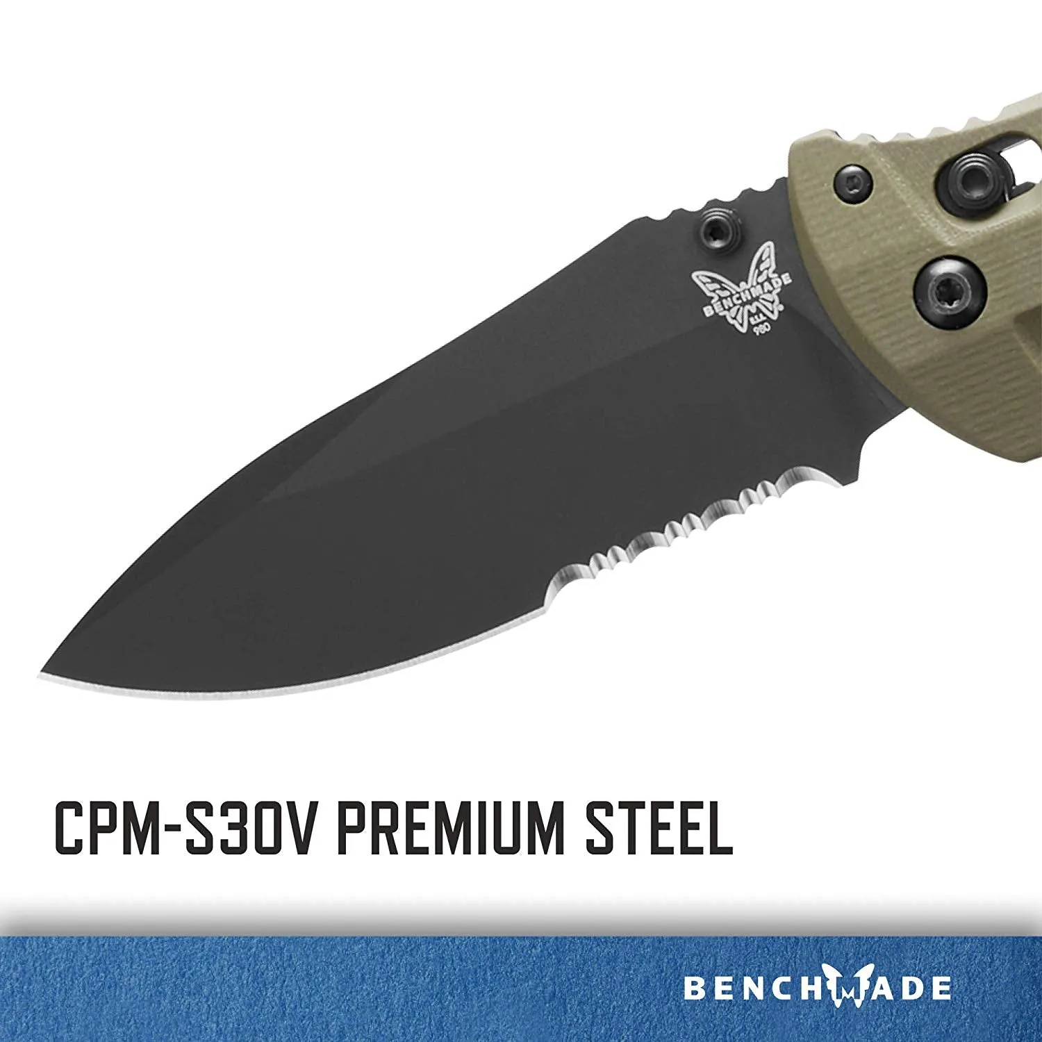 Benchmade 980SBK Turret AXIS Lock OD Green G-10 3.7" Black Serr Folding Pocket Knife