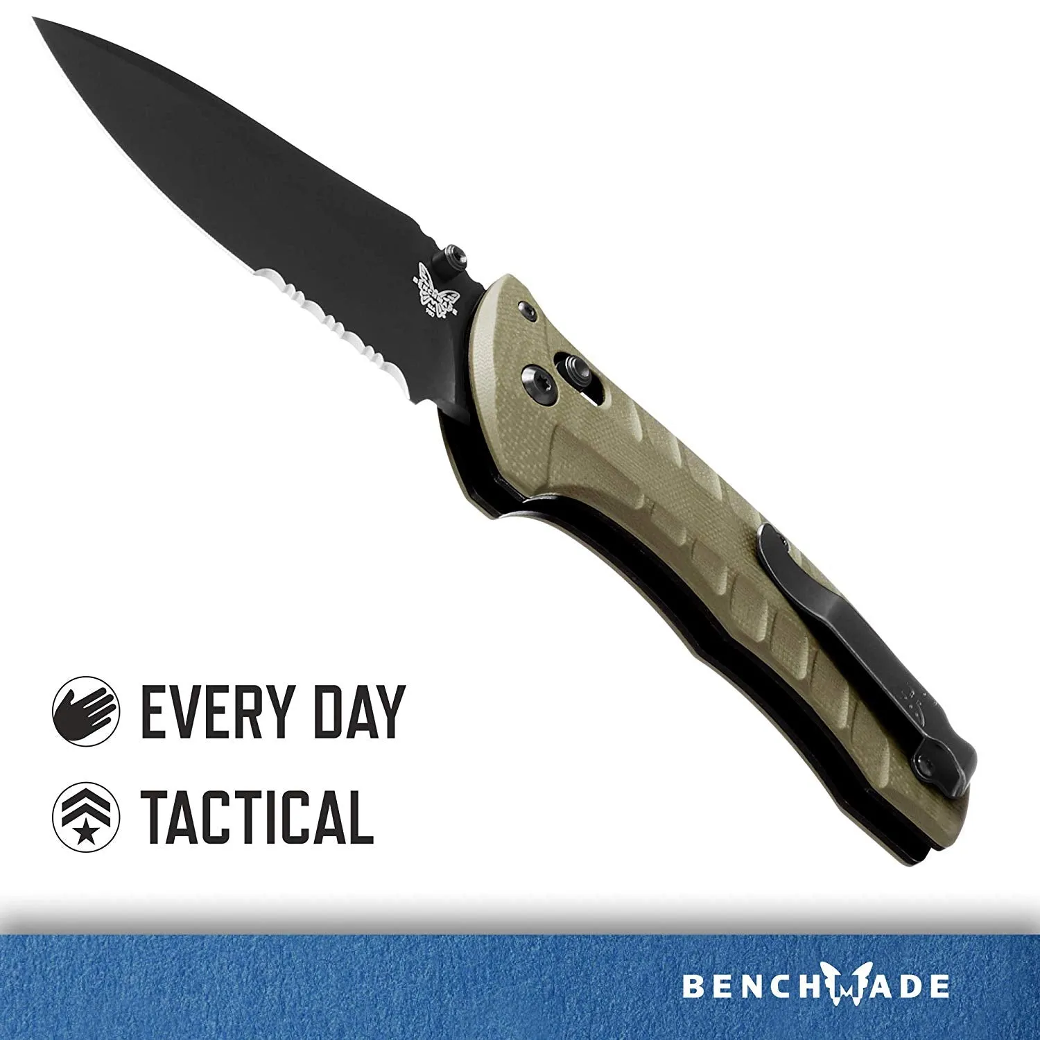Benchmade 980SBK Turret AXIS Lock OD Green G-10 3.7" Black Serr Folding Pocket Knife