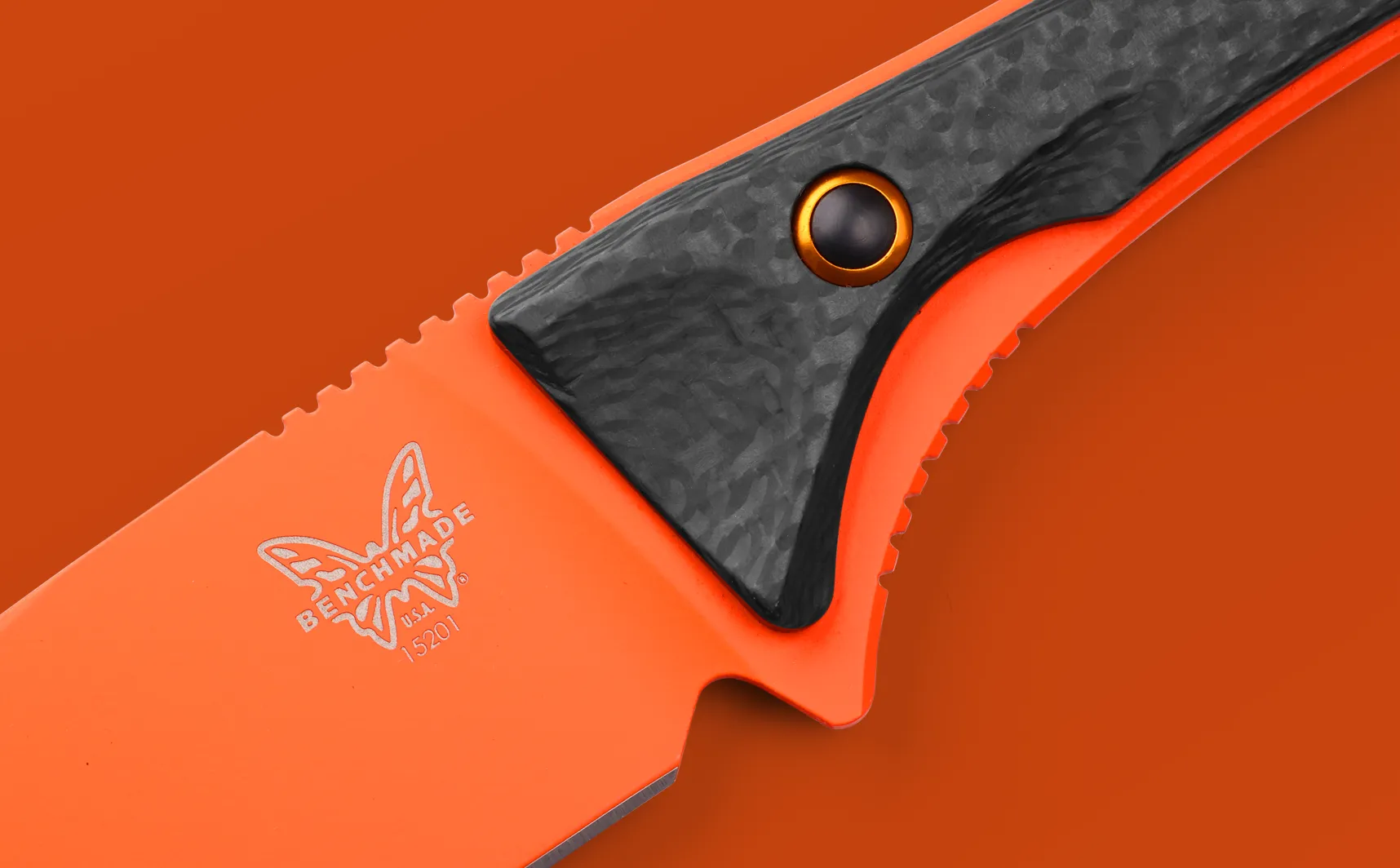 Benchmade Altitude 3.08" Fixed Blade Carbon Fiber Handle Orange Cerakote CPM-S90V 15201OR Knife