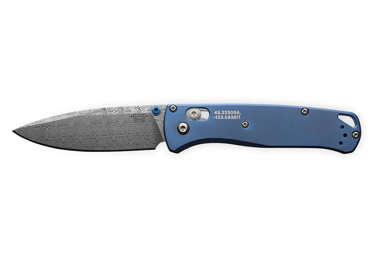 Benchmade Bugout Limited Edition Blue Titanium Ladder 3.2" Damasteel Blade 535-2204 Pocket Knife