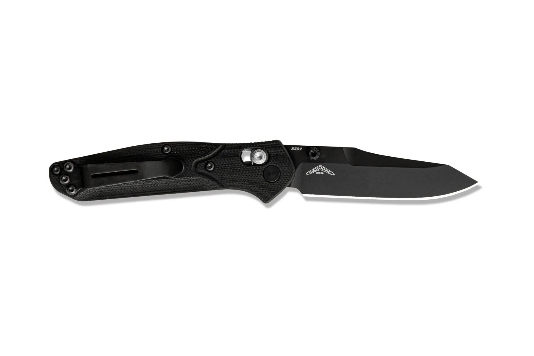 Benchmade Mini Osborne 945BK-1 CPM-S30V (58-60) 2.92" Plain Edge Pocket Knife with Benchmade Blue Lube Lubricant for knives 37ml 1.25fl oz (Made in USA)