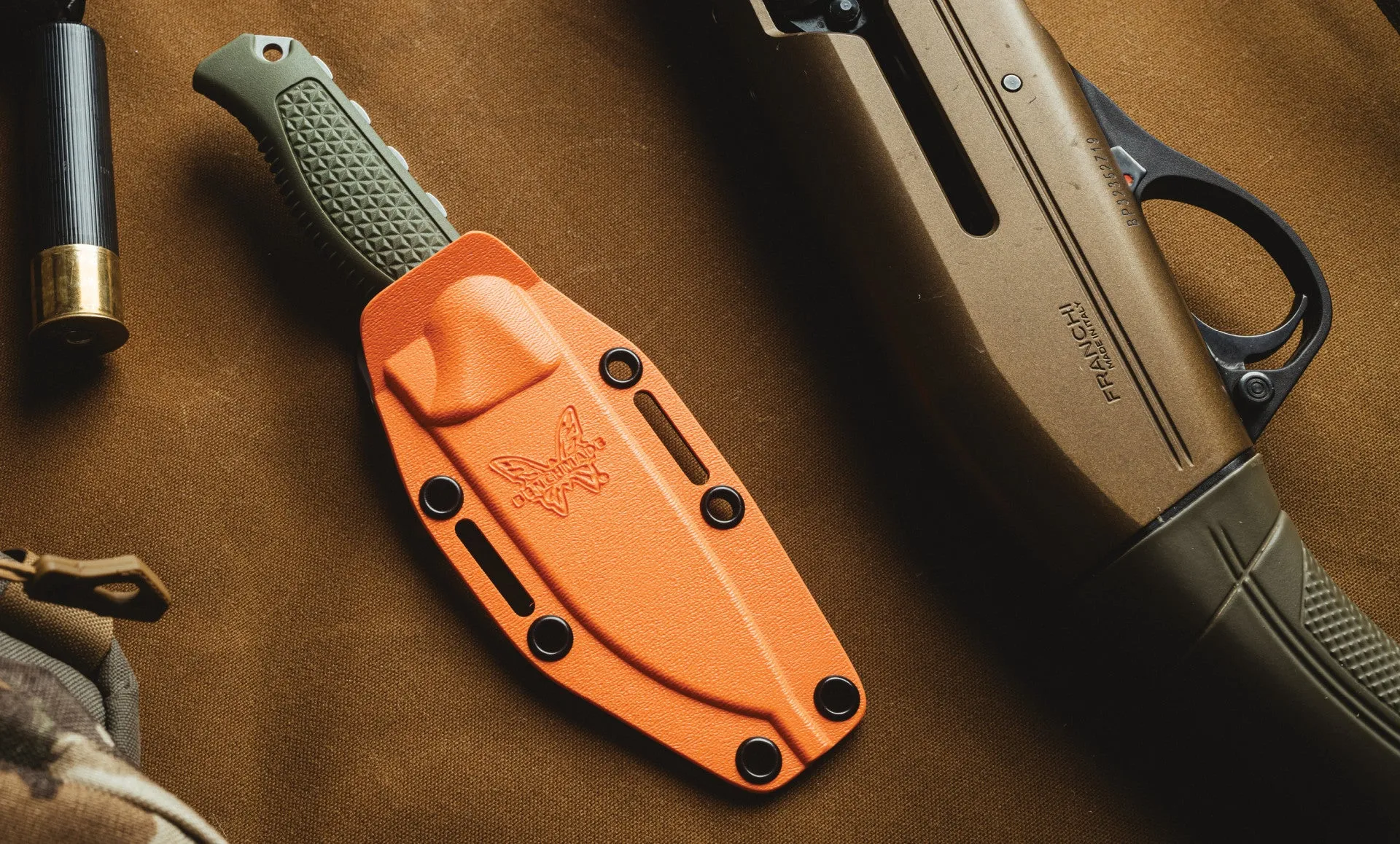 Benchmade Steep Country Dark Olive Santopren 3.54" Drop-Point Fixed Blade Knife (15006-01)