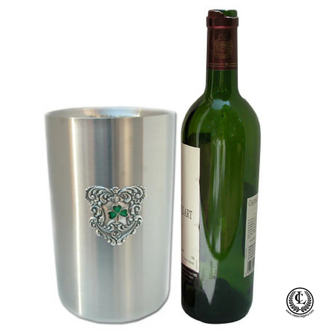 Beverage Cooler, Stainless Steel, Irish Shamrock, St. Patrick Day Gift