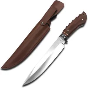 Big Fixed Blade Knives with Leather Sheath Rosewood Handle Tactical Survival Hunting Knives